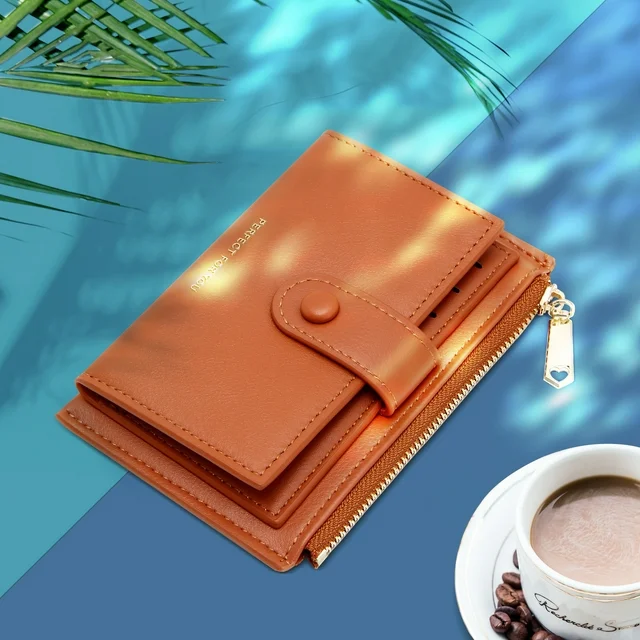 Badiya Women Slim Wallet And RFID Card Case with Zipper Coin Pouch