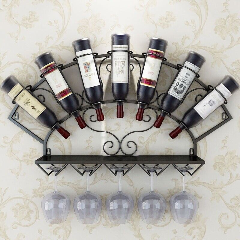 Wine Holder Rack Wall Mounted Wine Bottle Display Rack Glassware Storage Holder