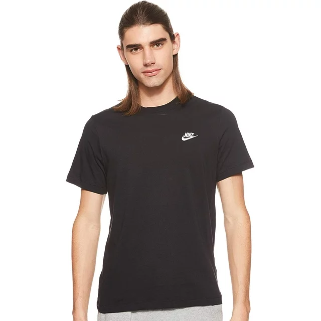 Mens Nike Sportswear Club T-Shirt, Nike Shirt for Men with Classic Fit, Black/White, S