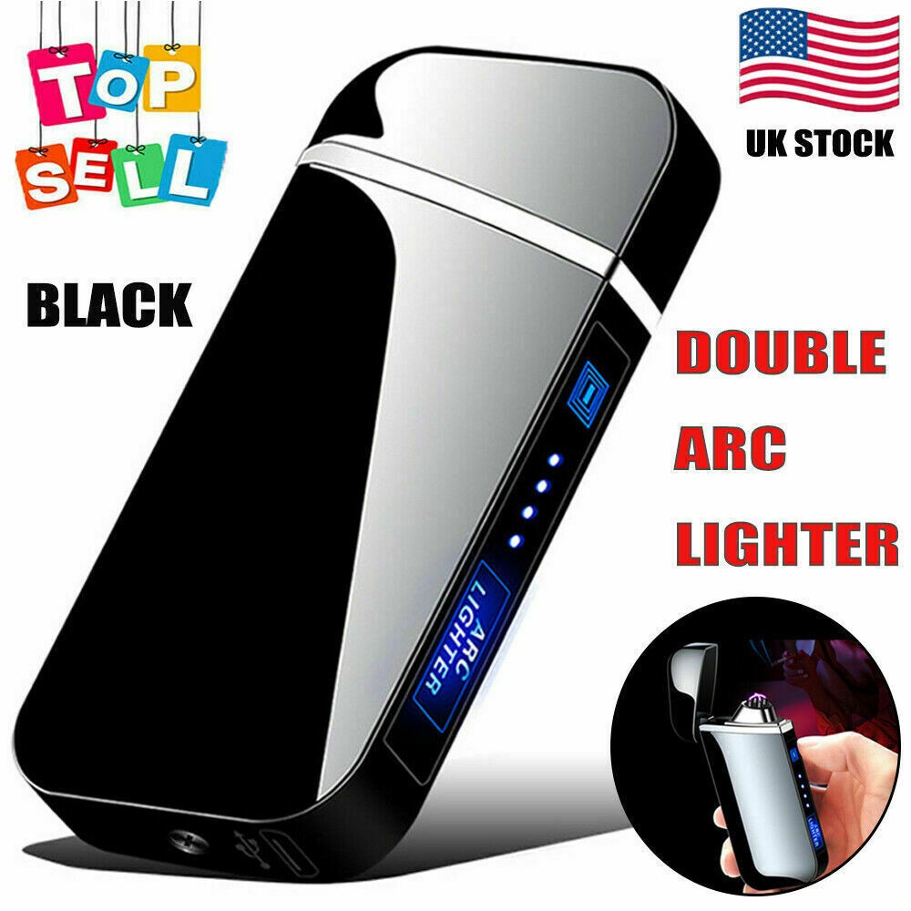 Dual Arc Electric USB Lighter Rechargeable Plasma Windproof Flameless Cigarette
